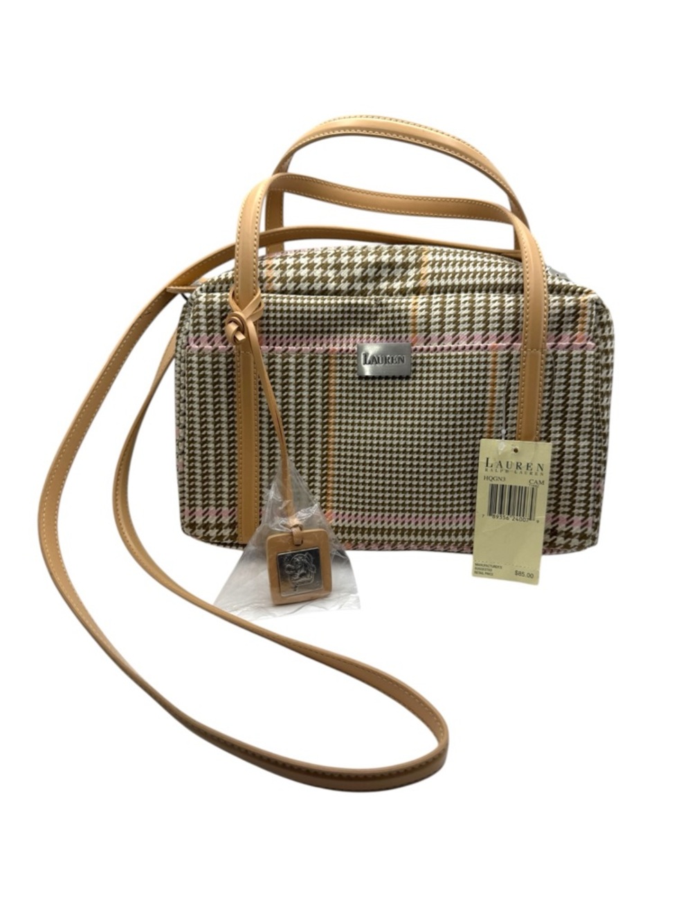 Vintage Lauren Ralph Lauren Houndstooth Satchel NWT Y2K Plaid Crossbody Bag